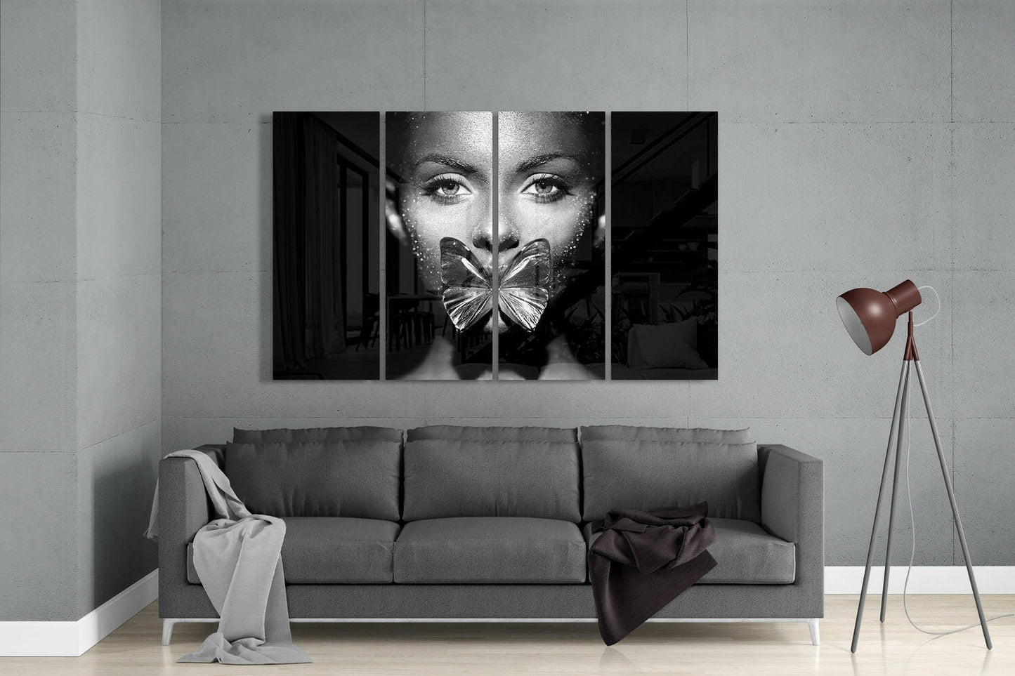 Butterfly Women 4-Piece Glass Wall Art