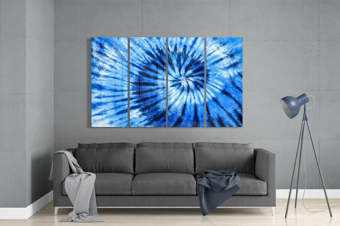Blue Spiral 4-Piece Glass Wall Art