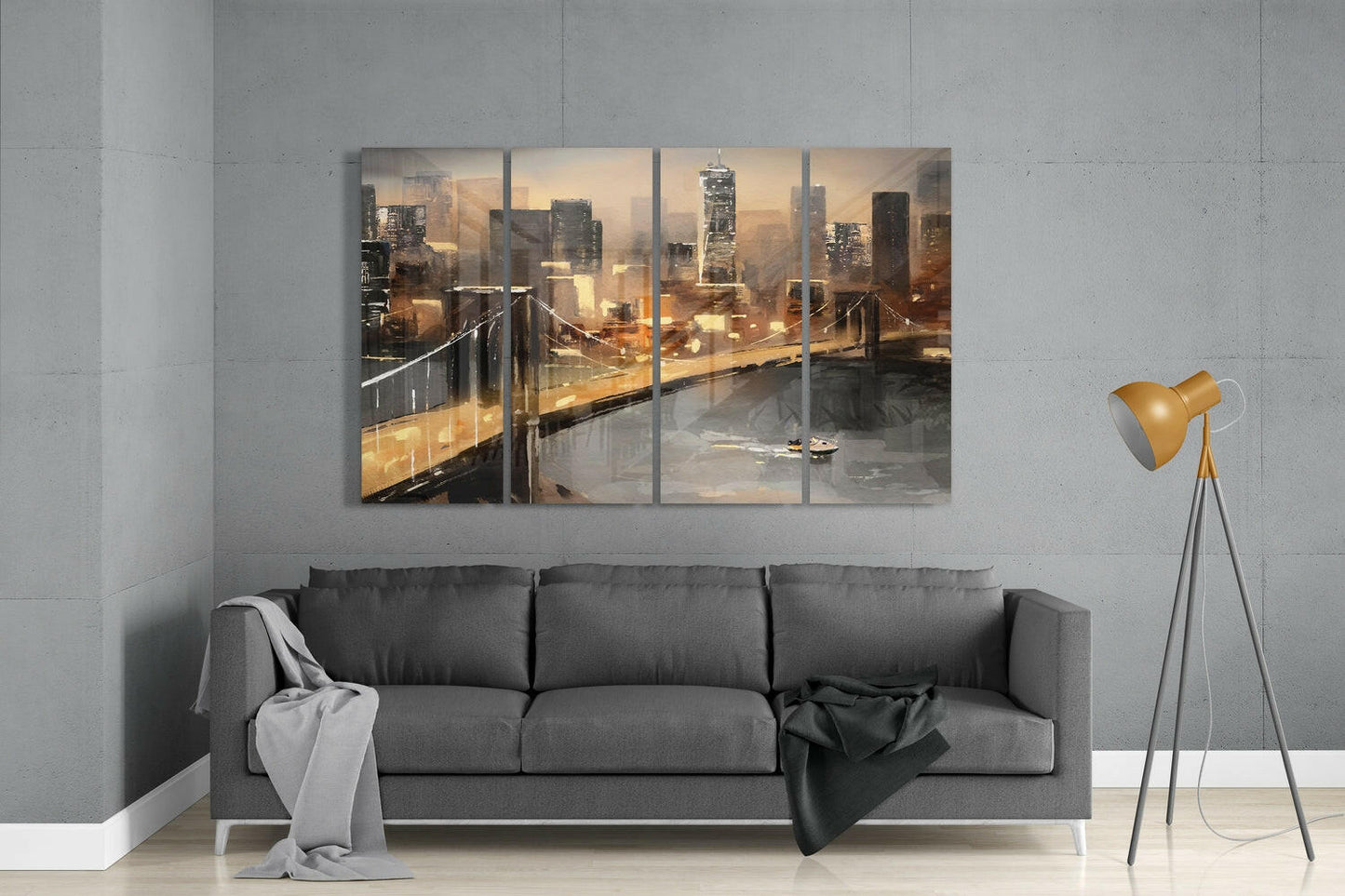 Manhattan Skyline 4-Piece Glass Wall Art