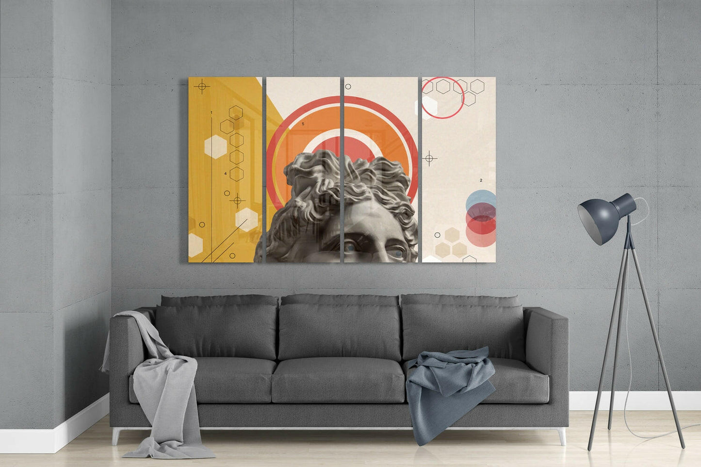 Thoughts of the Statue 4-Piece Glass Wall Art