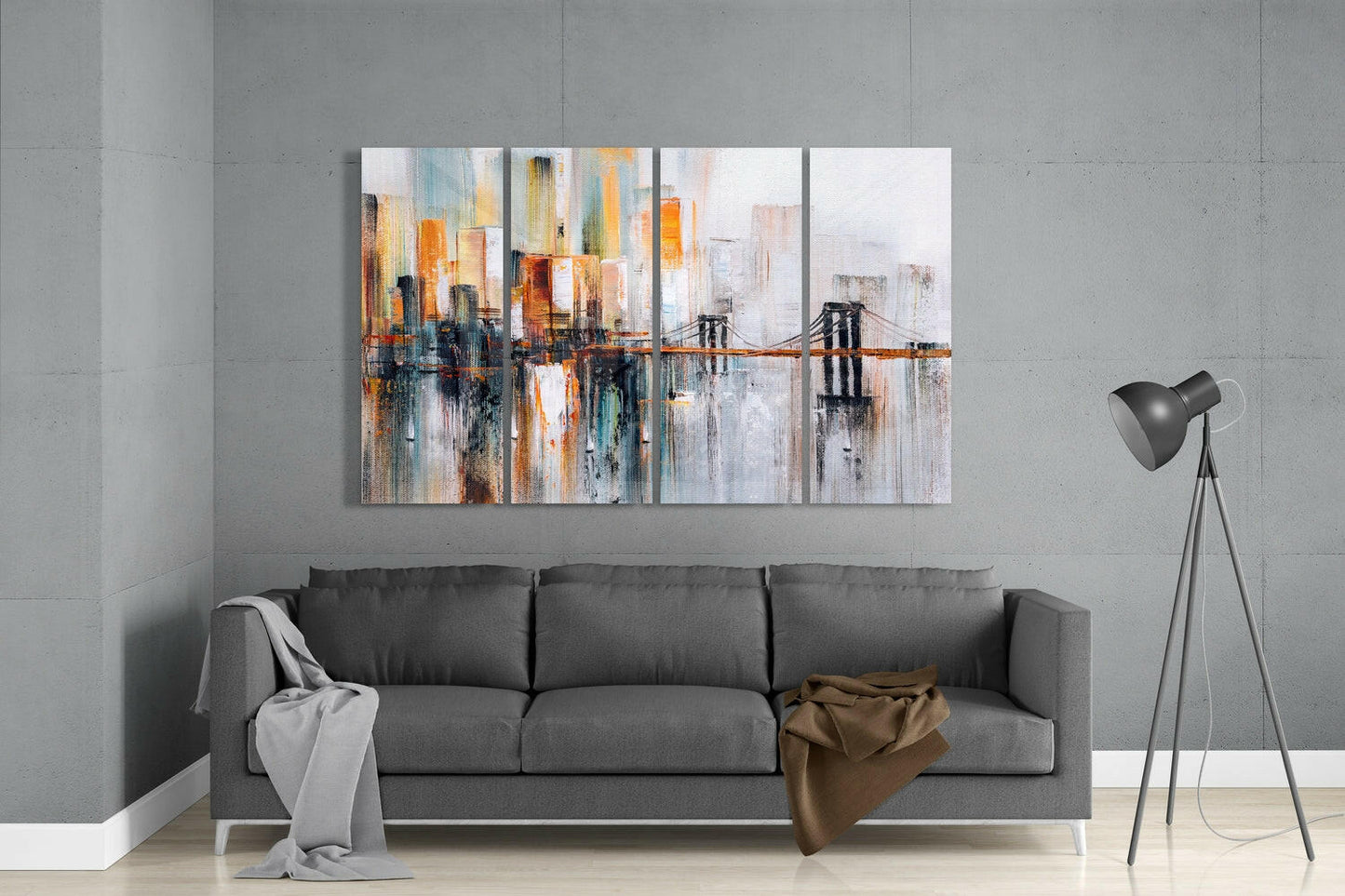Manhattan Silhouette 4-Piece Glass Wall Art
