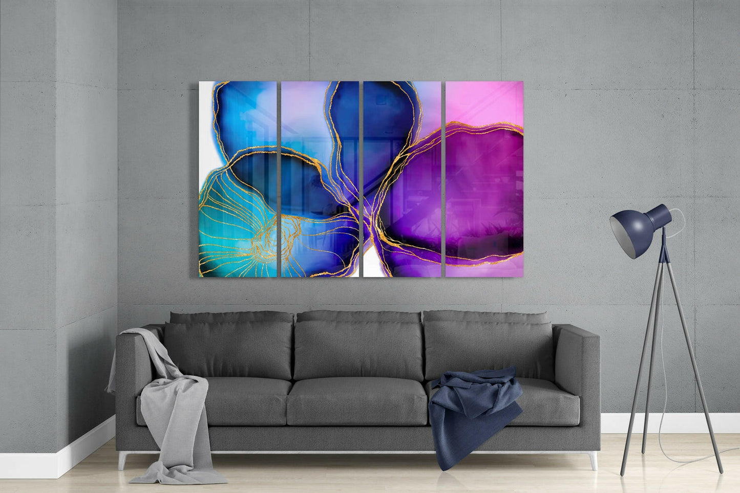 Flower Ink 4-Piece Glass Wall Art