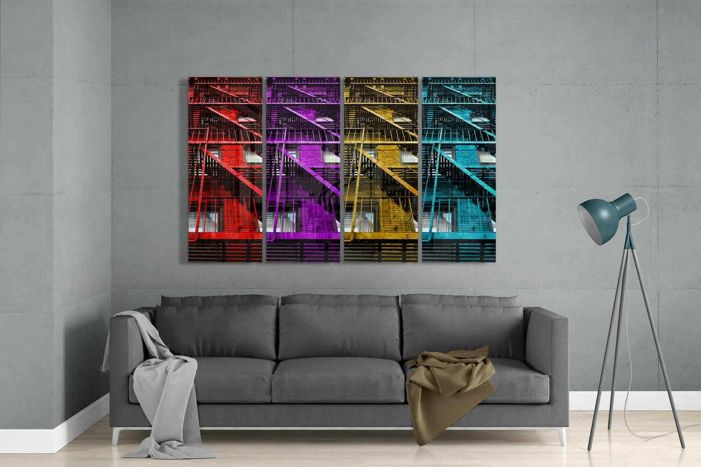 Stairs 4 Pieces Mega Glass Wall Art
