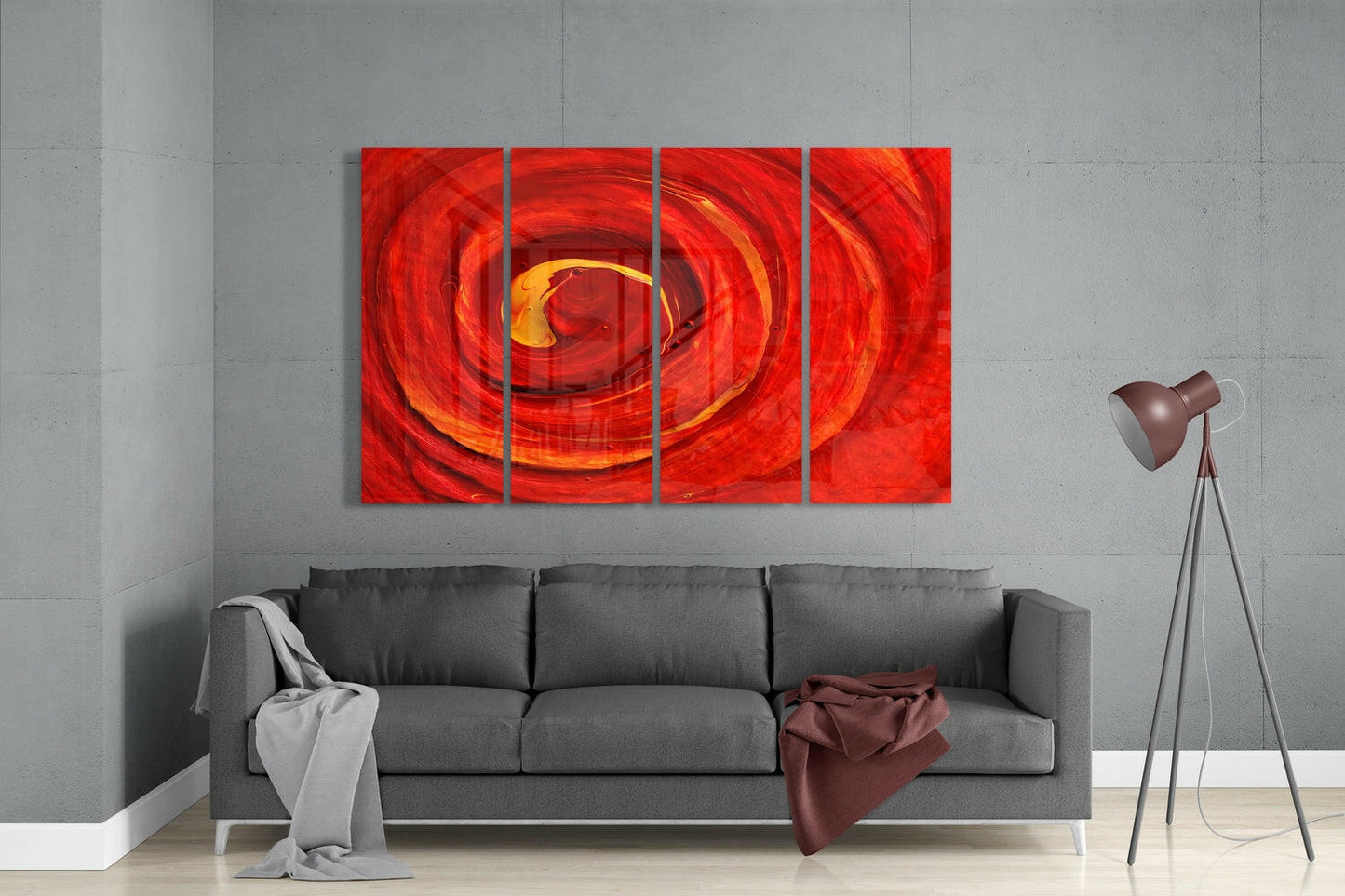 Red Vortex 4-Piece Glass Wall Art