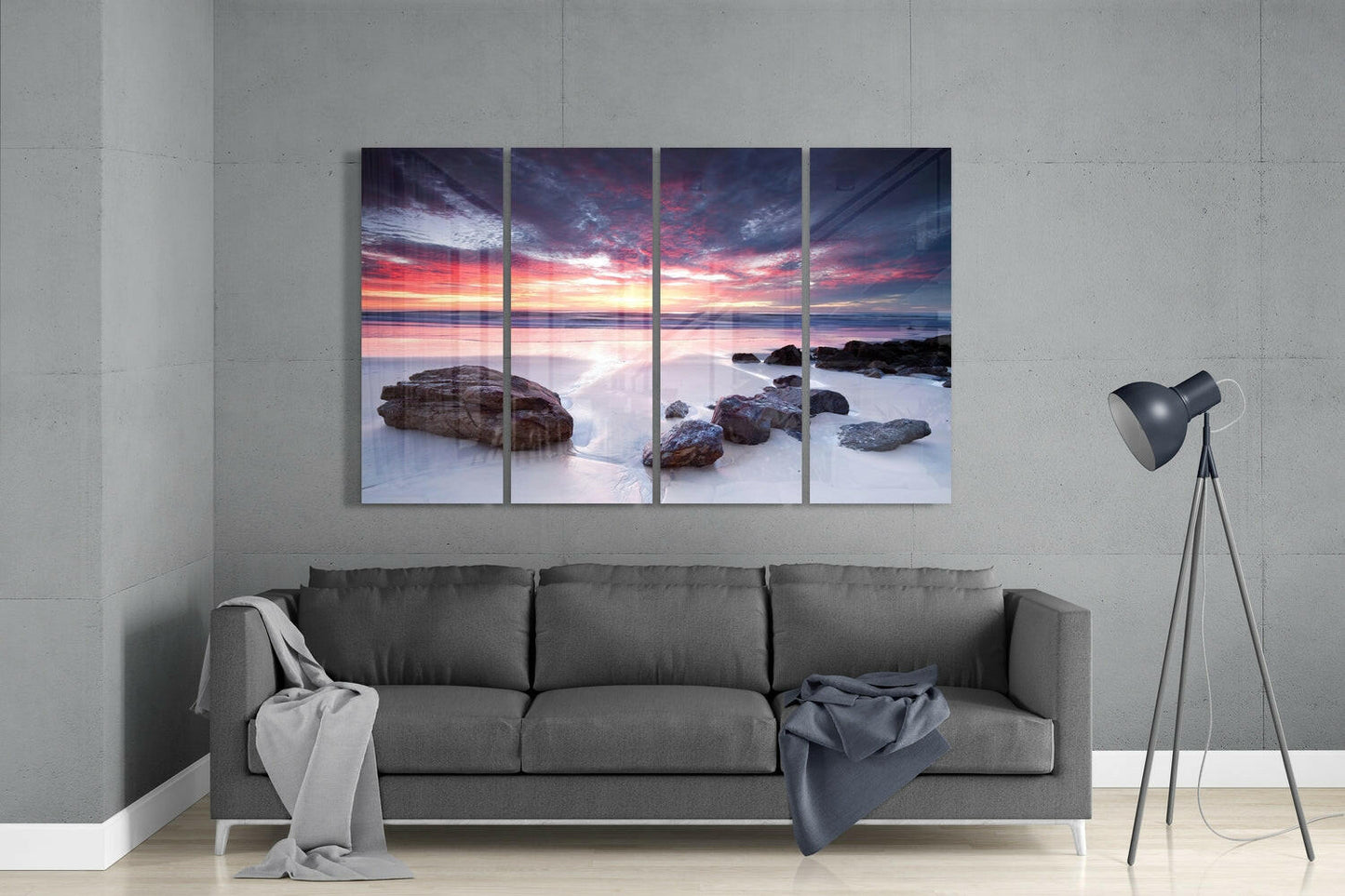 Sunset at the Beach Glass Wall Art