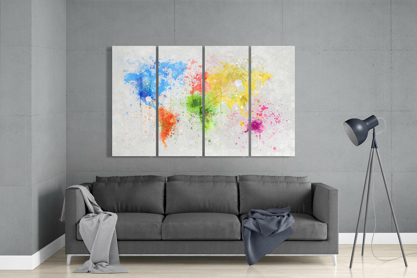 World Map Gallery Glass Wall Art