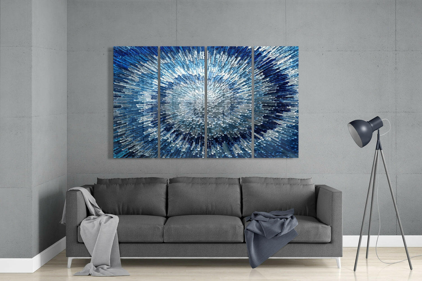 Blue Spiral 4-Piece Glass Wall Art Set