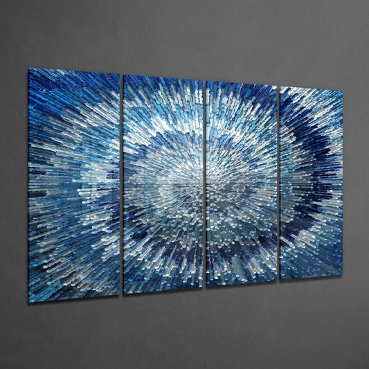 Blue Spiral 4-Piece Glass Wall Art Set