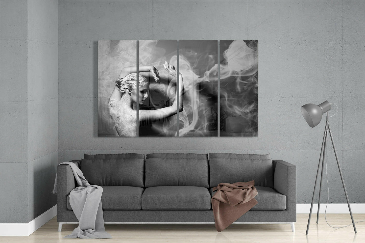 Dancing with Smoke 4 Pieces Mega Glass Wall Art