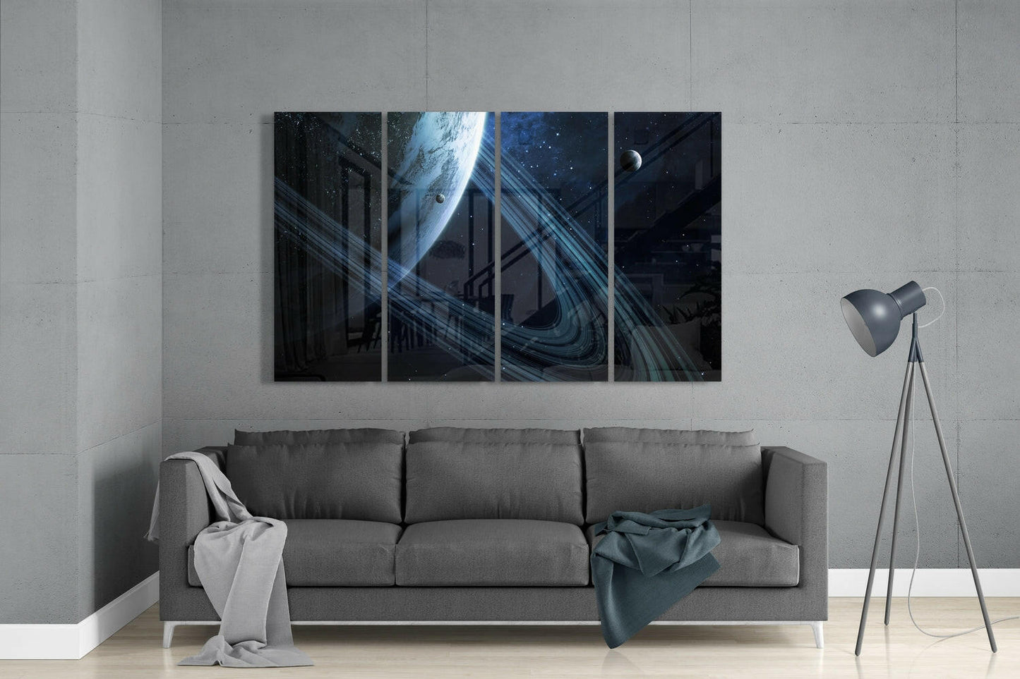 Saturn 4-Piece Glass Wall Art