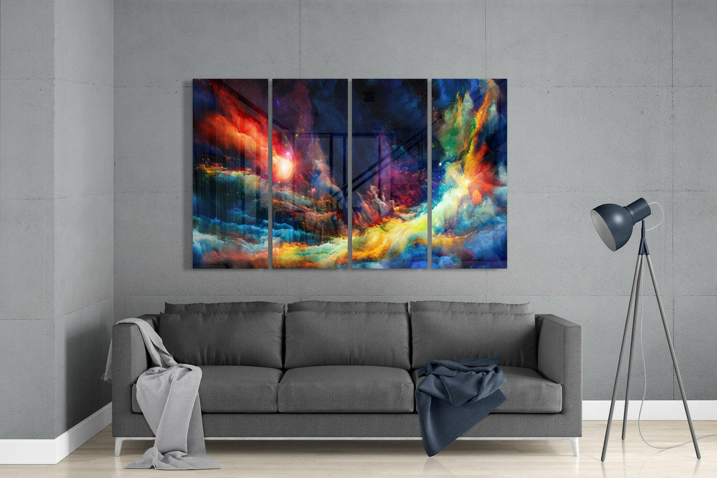 Colorful Space 4-Piece Glass Wall Art Set