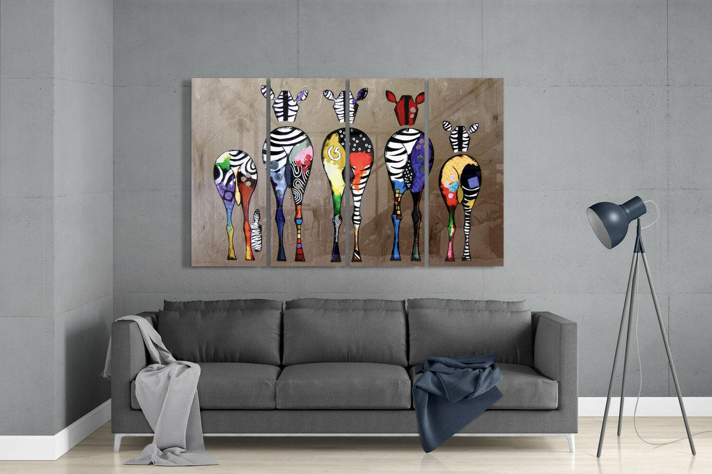 Zebras 4-Piece Glass Wall Art Set