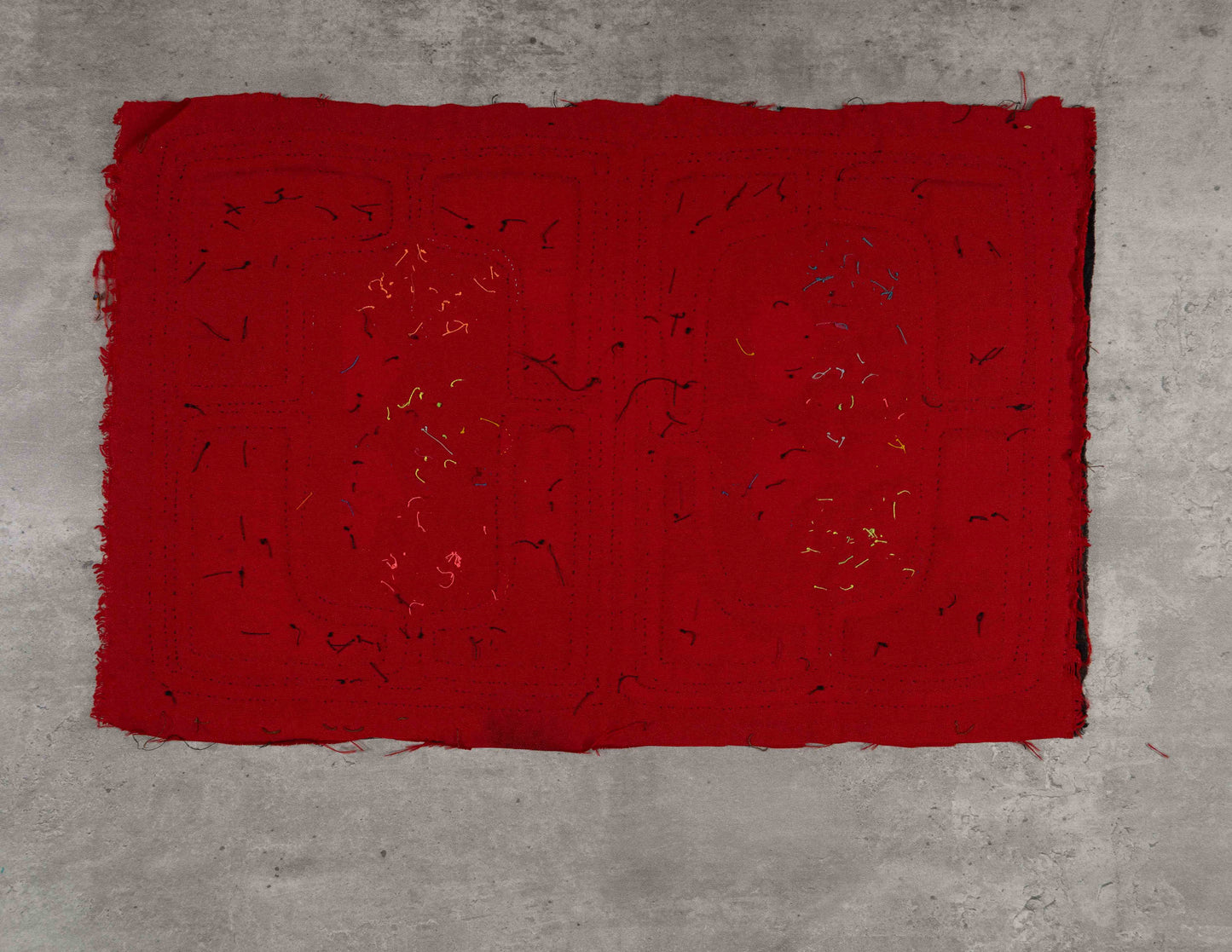 Black and Red Floral Mola Tapestry Wall Hanging