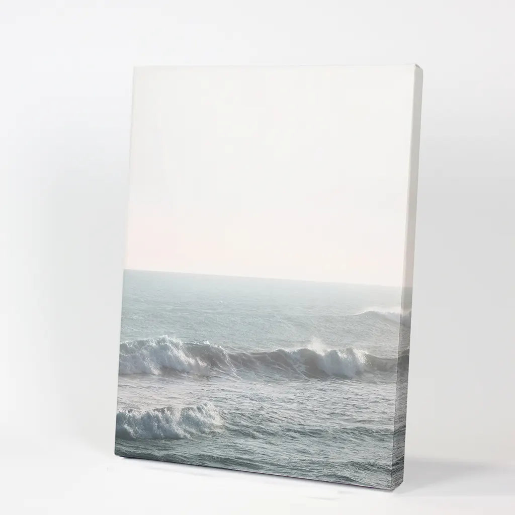Pink Sunset Ocean Waves Wall Art Print, Coastal Decor