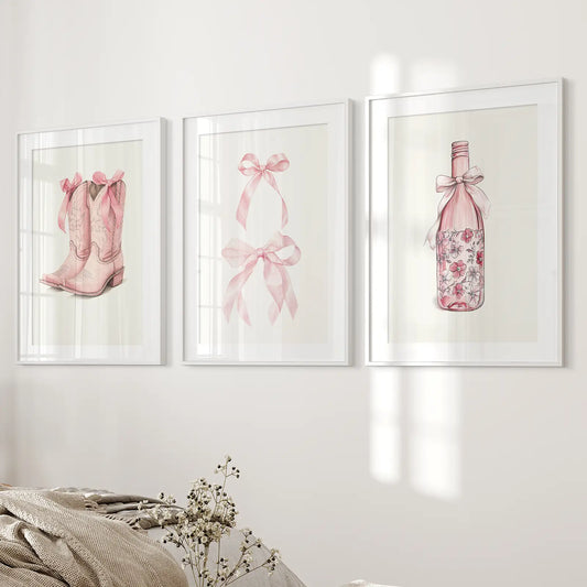 Cowgirl Boots Preppy Western Wall Art Poster Set