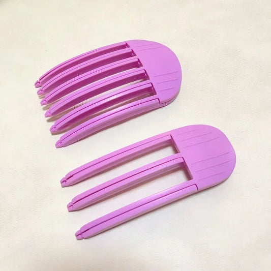 Pink hair root volume clip fluffy comb hair styling tool set with curved teeth for lifting crown hair