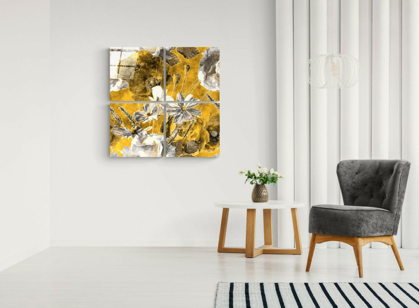 Autumn Flowers Glass Wall Art