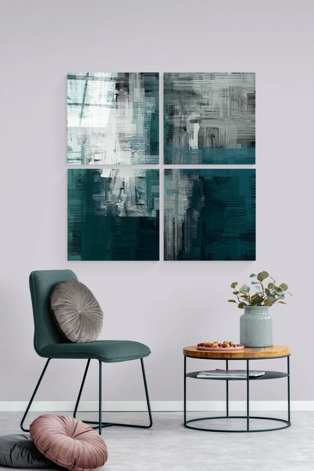 Green Quadro Glass Wall Art Set