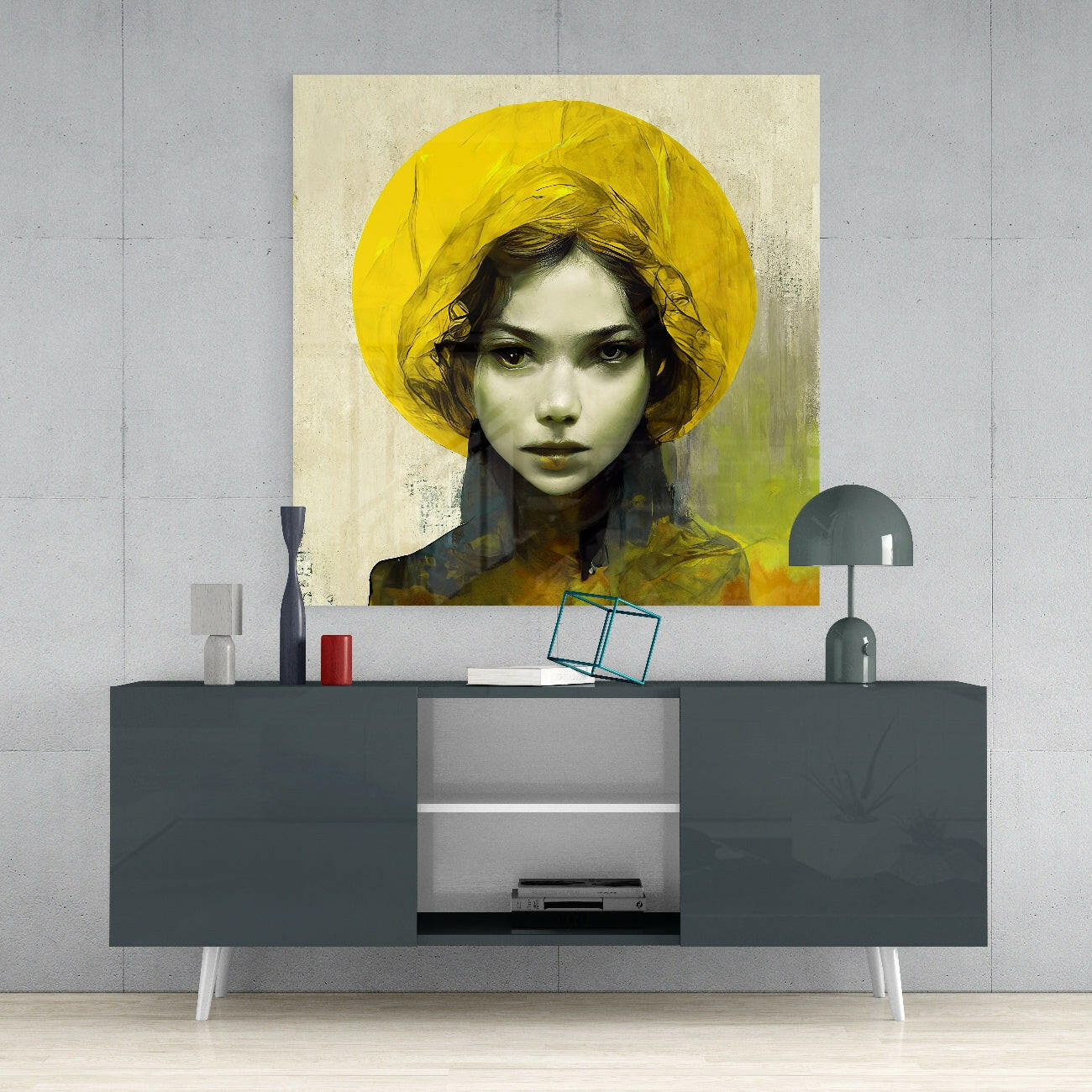 Yellow Hat Glass Wall Art