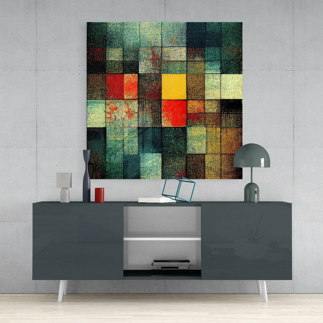 Blocks Glass Wall Art