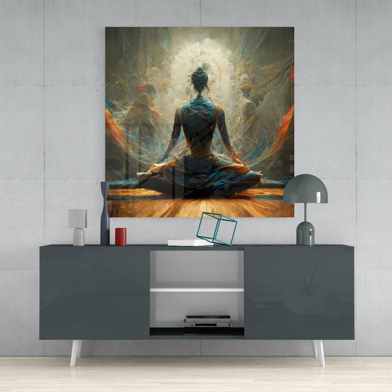 Stillness Meditation Glass Wall Art