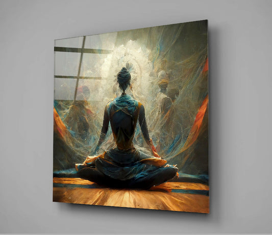 Meditation Glass Wall Art || Designer Collection