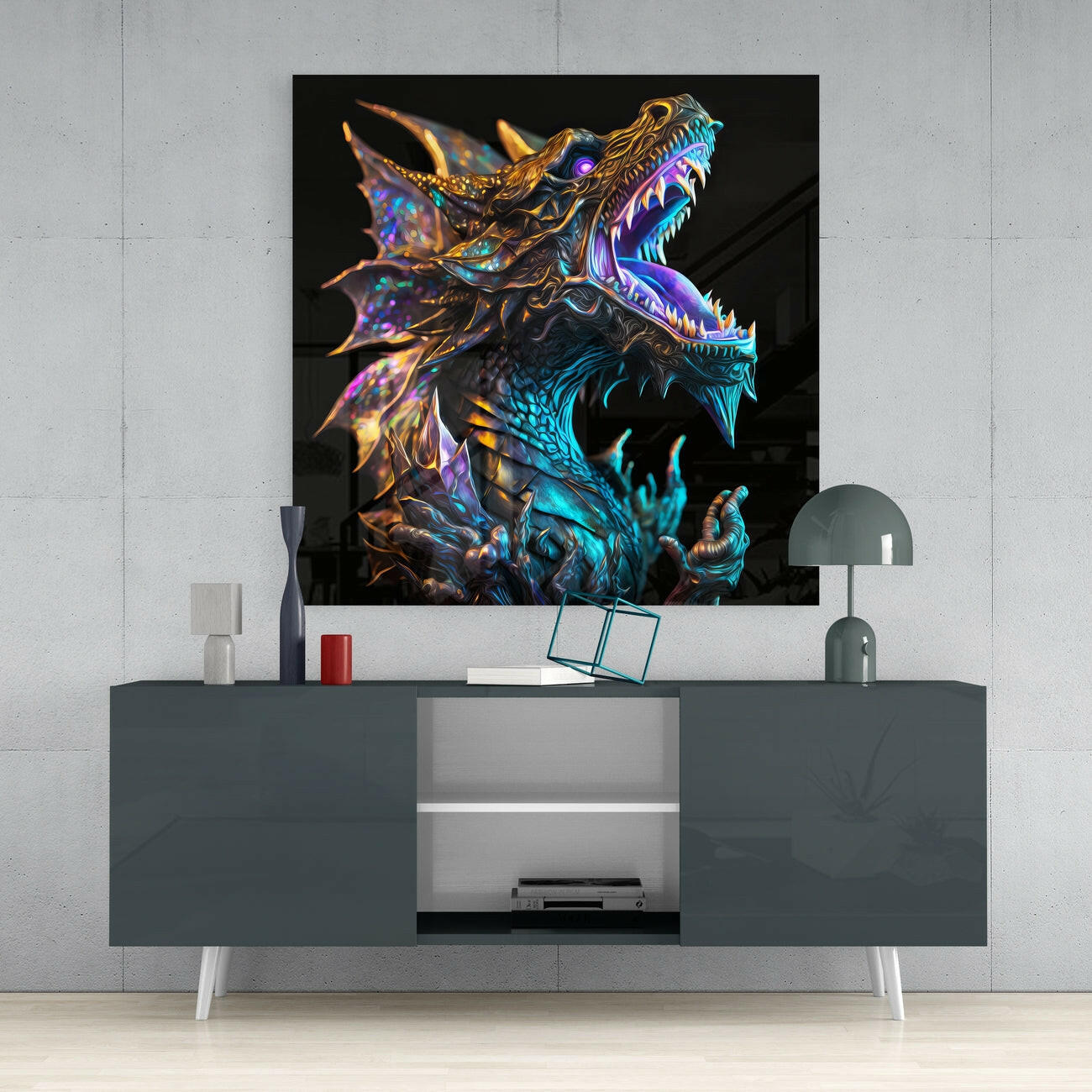 Dragon's Roar Glass Wall Art