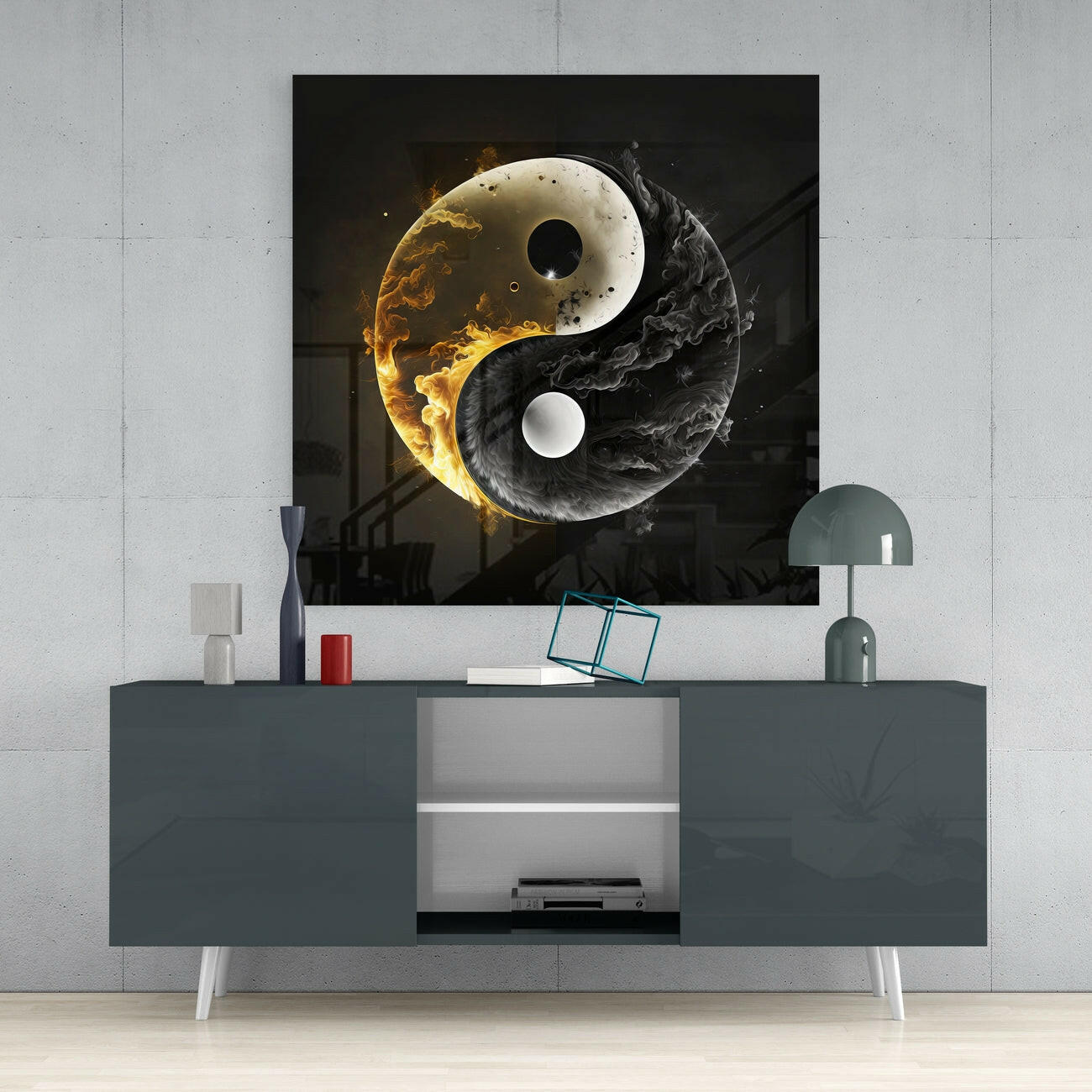 Yin and Yang Glass Wall Art
