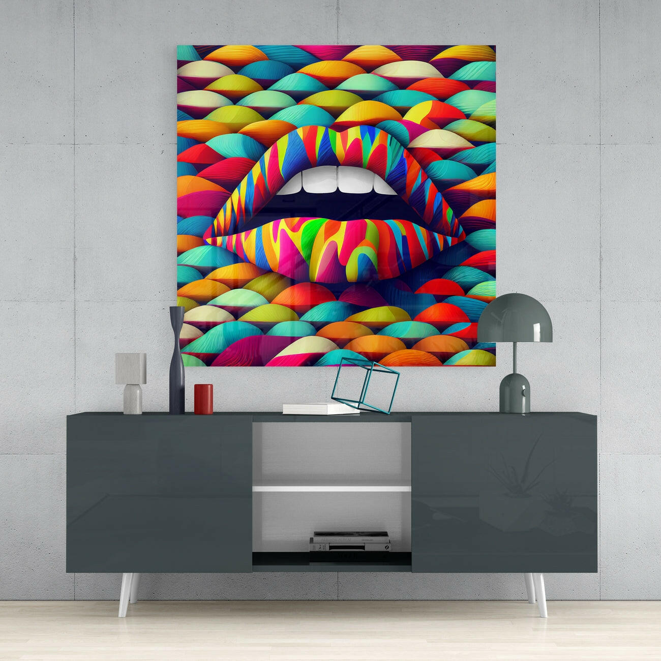 Lips Glass Wall Art