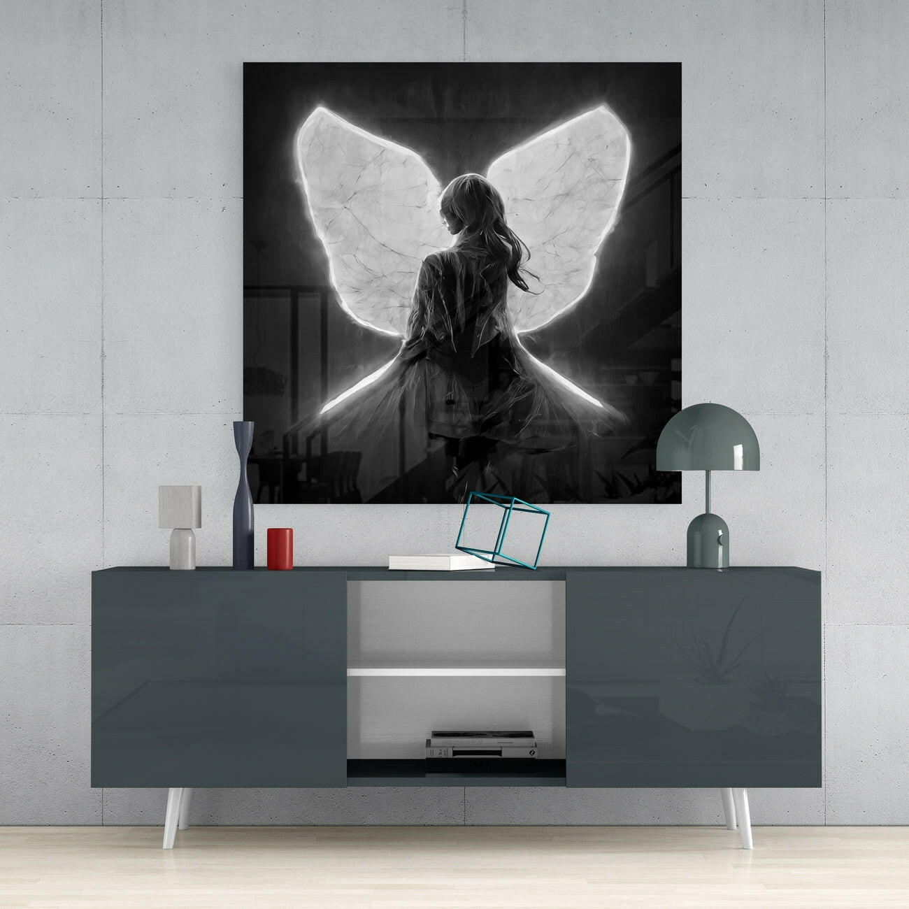 Me Flying Glass Wall Art