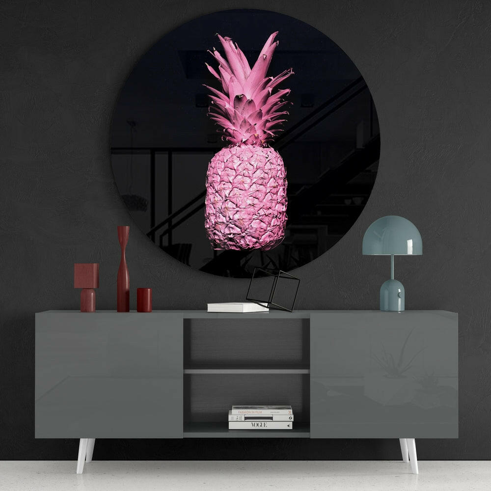 Glowing Pineapple Glass Wall Art