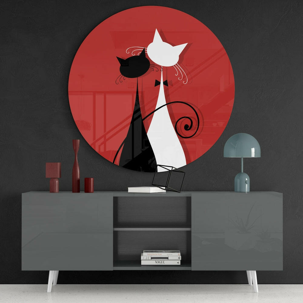 Two Cats Glass Wall Art Print