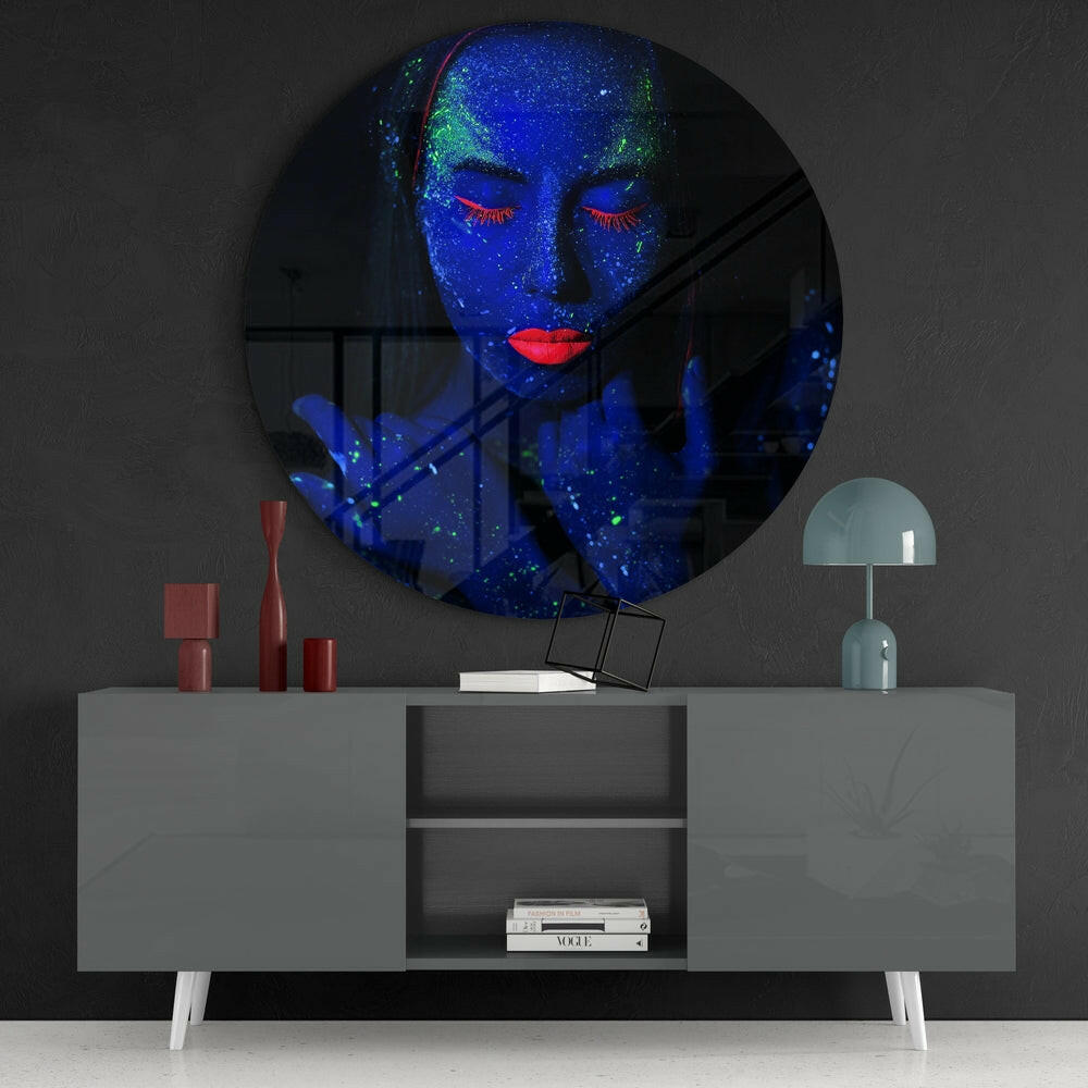 Indigo Green Speckle Face Glass Wall Art