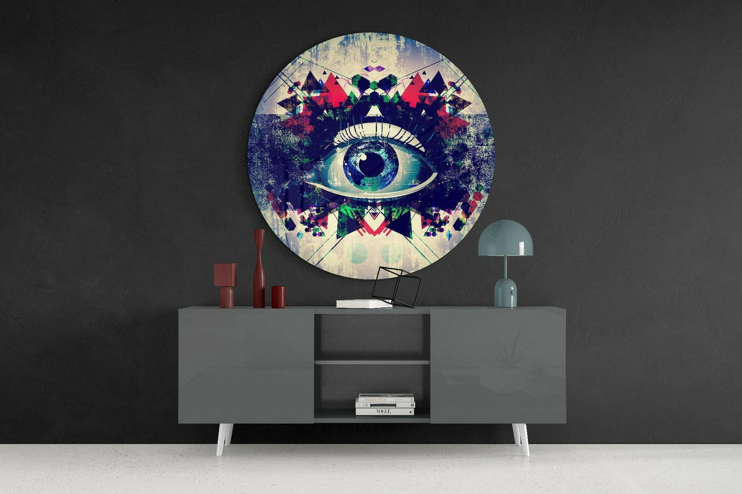 Blue Evil Eye Mosaic Glass Wall Art