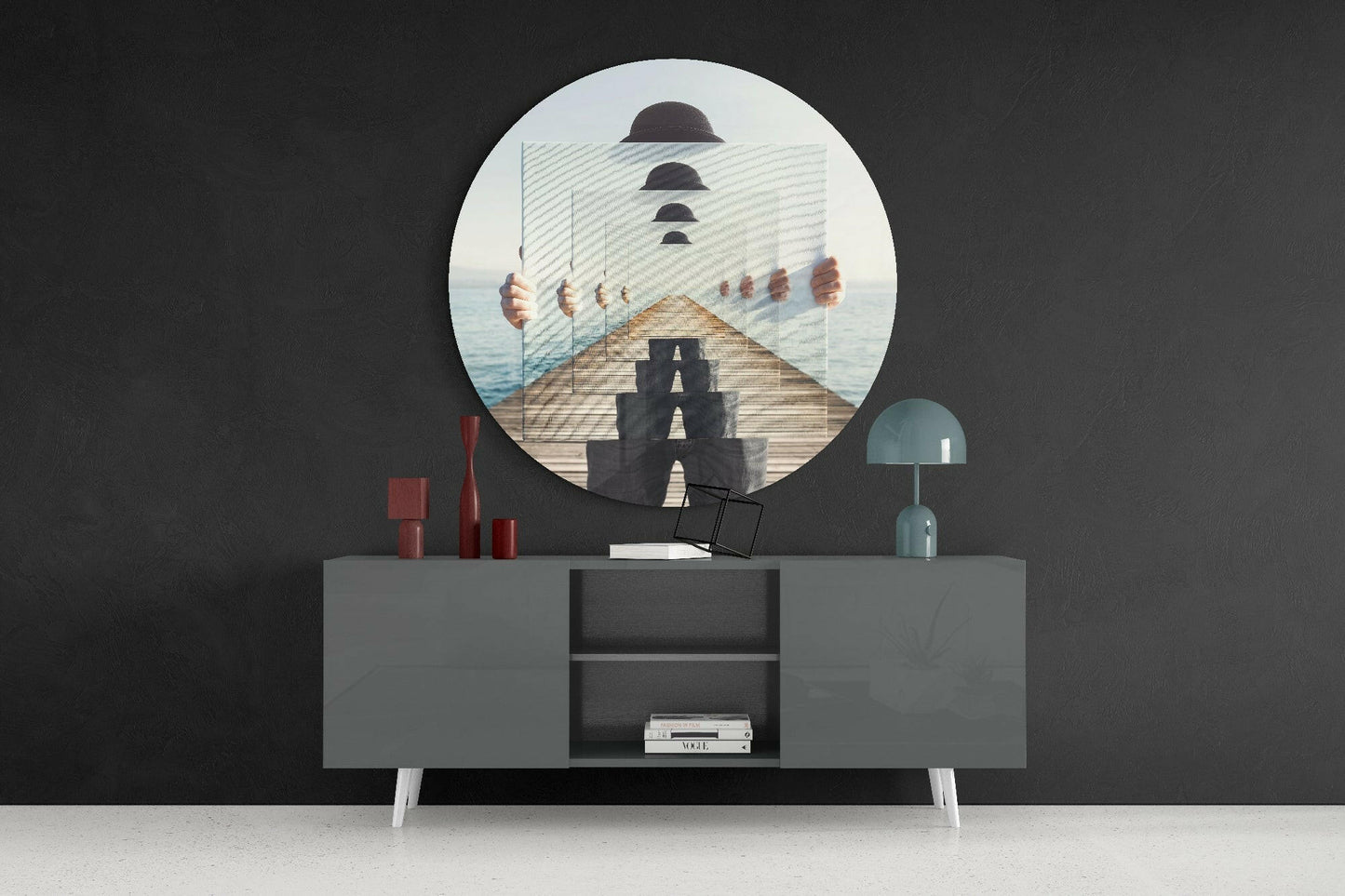 Seaside Dock Illusion Glass Wall Art