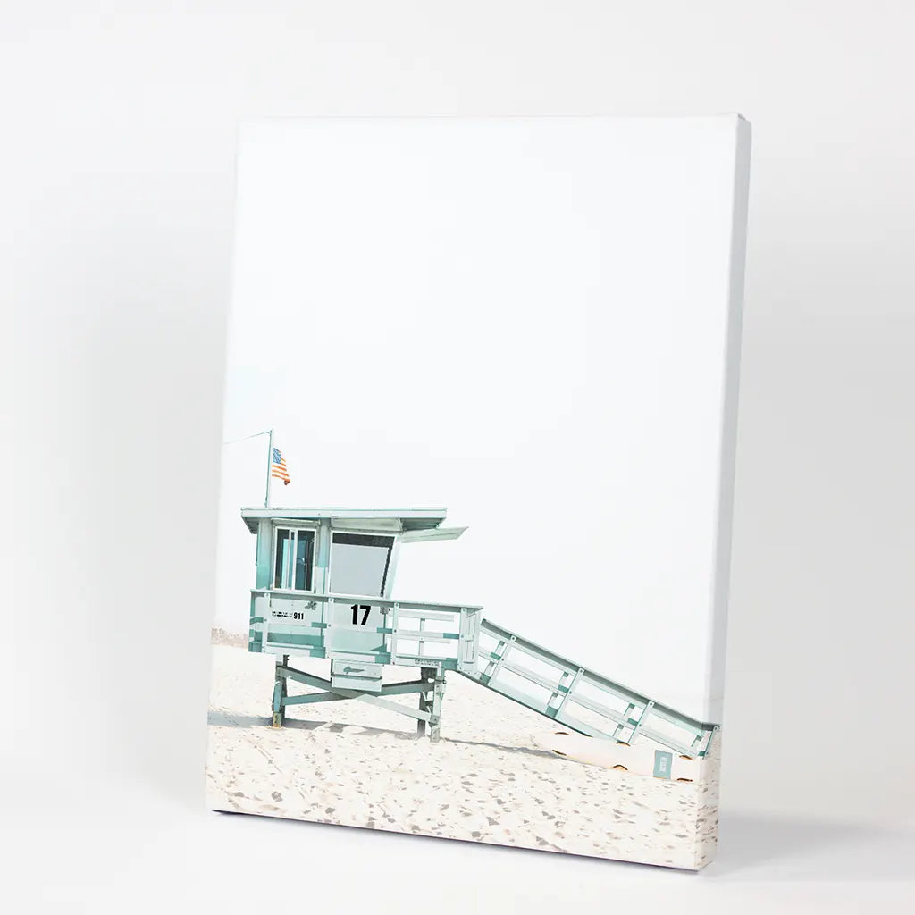 Blue Lifeguard Hut Wall Art Print, Santa Monica Beach