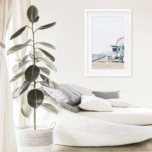 Santa Monica Beach Wall Art Print, Pier Ferris Wheel
