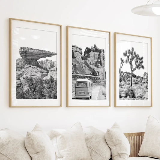 Black and White Desert Wall Art Set of 3 Prints