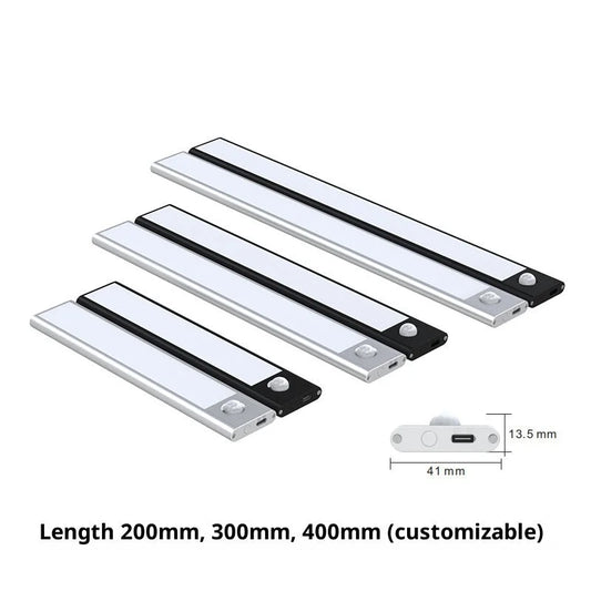 Smart LED strip sensor light in three customizable sizes 200mm 300mm 400mm with USB charging and motion sensor