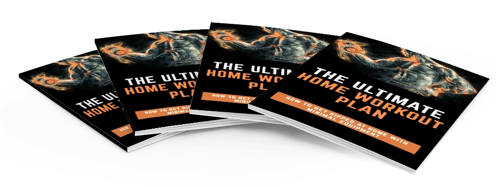 Stack of The Ultimate Home Workout Plan booklets — home workout guide for strength and fat loss