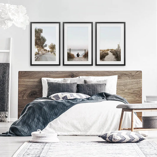 Surfer Beach Wall Art Set of 3. Coastal Triptych