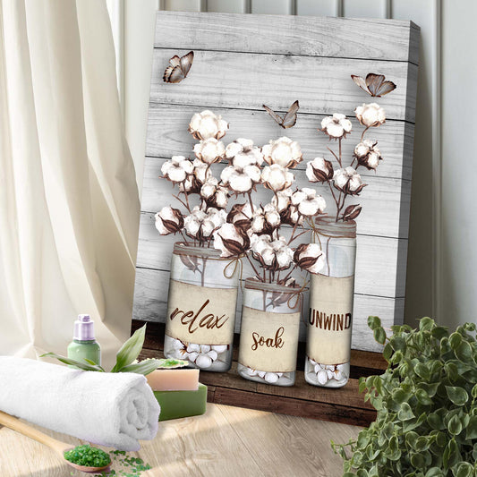 Relax Soak Unwind Bathroom Canvas Sign II