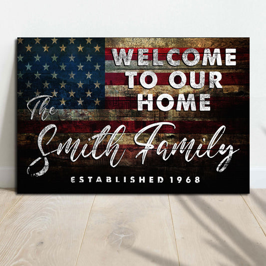 Welcome To Our Home Personalized Canvas Sign III