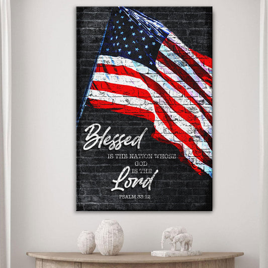 Psalm 33:12 Blessed Is The Nation Faith Canvas Sign