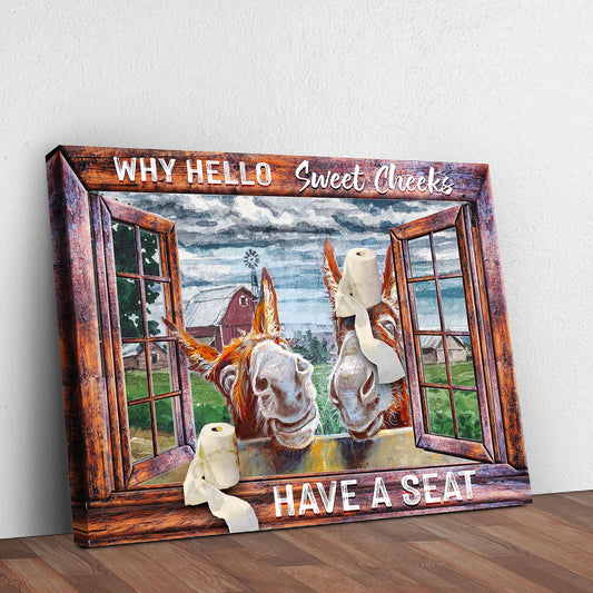 Have A Seat Sweet Cheeks Bathroom Canvas Sign II