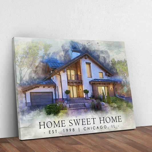 Home Sweet Home Watercolor Canvas Sign II