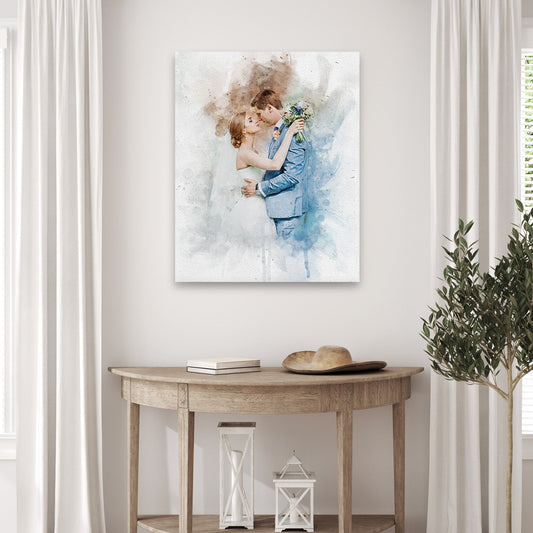 Wedding Watercolor Portrait Canvas Sign