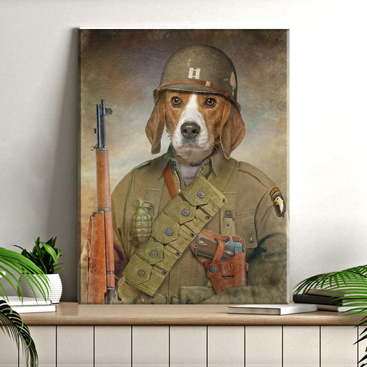Beagle Military Dog Pet Portrait Canvas Sign