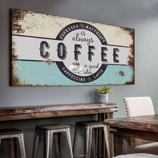 Always a Good Idea Coffee Bar canvas shown in a styled room setting, view 2