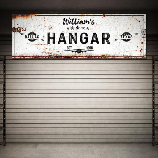 Airplane Hangar Personalized Canvas Sign II